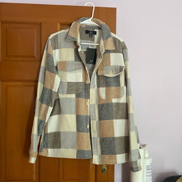 Magaschoni Jackets & Blazers - Magaschoni Flannel Tan/grey